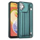 For Samsung Galaxy A04E / F04 / M04 Shockproof Leather Phone Case with Wrist Strap(Green) - 1