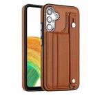 For Samsung Galaxy A34 5G Shockproof Leather Phone Case with Wrist Strap(Brown) - 1