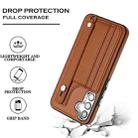 For Samsung Galaxy A34 5G Shockproof Leather Phone Case with Wrist Strap(Brown) - 4
