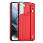 For Samsung Galaxy S23 Shockproof Leather Phone Case with Wrist Strap(Red) - 1