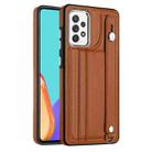 For Samsung Galaxy A53 5G Shockproof Leather Phone Case with Wrist Strap(Brown) - 1
