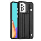 For Samsung Galaxy A52 4G / A52 5G Shockproof Leather Phone Case with Wrist Strap(Black) - 1