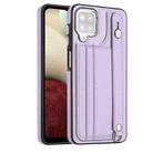 For Samsung Galaxy A12 4G / M12 Shockproof Leather Phone Case with Wrist Strap(Purple) - 1