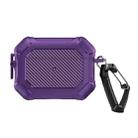 For AirPods Pro 2 Carbon Brazing Dimension TPU+PC Headphone Protective Cover with Switch Lock & Carabiner(Purple) - 1