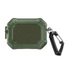 For AirPods Pro 2 Carbon Brazing Dimension TPU+PC Headphone Protective Cover with Switch Lock & Carabiner(Army Green) - 1