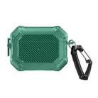 For AirPods Pro 2 Carbon Brazing Dimension TPU+PC Headphone Protective Cover with Switch Lock & Carabiner(Green) - 1