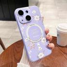 For iPhone 14 Secret Garden Painted Silicone MagSafe Phone Case(Purple) - 1