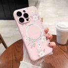 For iPhone 14 Pro Secret Garden Painted Silicone MagSafe Phone Case(Pink) - 1