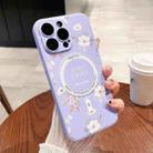 For iPhone 14 Pro Max Secret Garden Painted Silicone MagSafe Phone Case(Purple) - 1