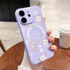 For iPhone 11 Secret Garden Painted Silicone MagSafe Phone Case(Purple) - 1