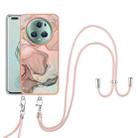 For Honor Magic5 Pro Electroplating Marble Dual-side IMD Phone Case with Lanyard(Rose Gold 015) - 1