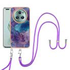 For Honor Magic5 Pro Electroplating Marble Dual-side IMD Phone Case with Lanyard(Purple 016) - 1