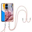 For Honor X7 Electroplating Marble Dual-side IMD Phone Case with Lanyard(Rose Red 014) - 1