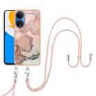 For Honor X7 Electroplating Marble Dual-side IMD Phone Case with Lanyard(Rose Gold 015) - 1