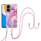 For Honor X7 Electroplating Marble Dual-side IMD Phone Case with Lanyard(Pink 013) - 1