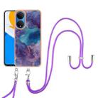 For Honor X7 Electroplating Marble Dual-side IMD Phone Case with Lanyard(Purple 016) - 1