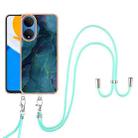 For Honor X7 Electroplating Marble Dual-side IMD Phone Case with Lanyard(Green 017) - 1