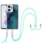 For Honor X7a Electroplating Marble Dual-side IMD Phone Case with Lanyard(Green 017) - 1