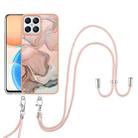 For Honor X8 4G Electroplating Marble Dual-side IMD Phone Case with Lanyard(Rose Gold 015) - 1