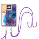 For Honor X8 4G Electroplating Marble Dual-side IMD Phone Case with Lanyard(Purple 016) - 1