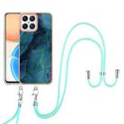 For Honor X8 4G Electroplating Marble Dual-side IMD Phone Case with Lanyard(Green 017) - 1