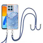 For Honor X8 5G Electroplating Marble Dual-side IMD Phone Case with Lanyard(Blue 018) - 1