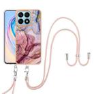 For Honor X8a Electroplating Marble Dual-side IMD Phone Case with Lanyard(Rose Red 014) - 1