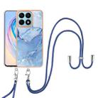 For Honor X8a Electroplating Marble Dual-side IMD Phone Case with Lanyard(Blue 018) - 1