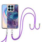 For Honor X8a Electroplating Marble Dual-side IMD Phone Case with Lanyard(Purple 016) - 1