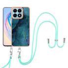 For Honor X8a Electroplating Marble Dual-side IMD Phone Case with Lanyard(Green 017) - 1