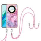 For Honor X9a / Magic5 Lite Electroplating Marble Dual-side IMD Phone Case with Lanyard(Pink 013) - 1