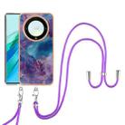 For Honor X9a / Magic5 Lite Electroplating Marble Dual-side IMD Phone Case with Lanyard(Purple 016) - 1