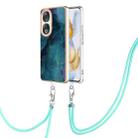 For Honor 90 5G Electroplating Marble Dual-side IMD Phone Case with Lanyard(Green 017) - 1