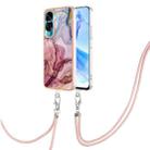 For Honor 90 Lite 5G Electroplating Marble Dual-side IMD Phone Case with Lanyard(Rose Red 014) - 1