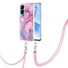 For Honor 90 Lite 5G Electroplating Marble Dual-side IMD Phone Case with Lanyard(Pink 013) - 1