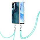 For Honor 90 Lite 5G Electroplating Marble Dual-side IMD Phone Case with Lanyard(Green 017) - 1
