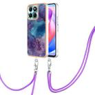 For Honor X6a Electroplating Marble Dual-side IMD Phone Case with Lanyard(Purple 016) - 1