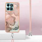 For Honor X6b Electroplating Marble Dual-side IMD Phone Case with Lanyard(Rose Gold 015) - 3