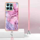 For Honor X6b Electroplating Marble Dual-side IMD Phone Case with Lanyard(Pink 013) - 3