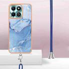 For Honor X6b Electroplating Marble Dual-side IMD Phone Case with Lanyard(Blue 018) - 3