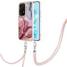 For Honor 200 Lite Global Electroplating Marble Dual-side IMD Phone Case with Lanyard(Rose Red 014) - 1