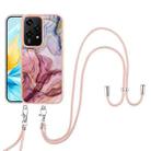 For Honor 200 Lite Global Electroplating Marble Dual-side IMD Phone Case with Lanyard(Rose Red 014) - 2