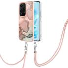 For Honor 200 Lite Global Electroplating Marble Dual-side IMD Phone Case with Lanyard(Rose Gold 015) - 1