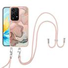 For Honor 200 Lite Global Electroplating Marble Dual-side IMD Phone Case with Lanyard(Rose Gold 015) - 2