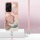 For Honor 200 Lite Global Electroplating Marble Dual-side IMD Phone Case with Lanyard(Rose Gold 015) - 3