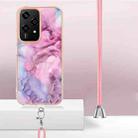 For Honor 200 Lite Global Electroplating Marble Dual-side IMD Phone Case with Lanyard(Pink 013) - 3