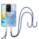 For Honor 200 Lite Global Electroplating Marble Dual-side IMD Phone Case with Lanyard(Blue 018) - 2