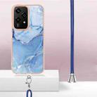 For Honor 200 Lite Global Electroplating Marble Dual-side IMD Phone Case with Lanyard(Blue 018) - 3