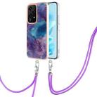 For Honor 200 Lite Global Electroplating Marble Dual-side IMD Phone Case with Lanyard(Purple 016) - 1