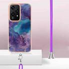 For Honor 200 Lite Global Electroplating Marble Dual-side IMD Phone Case with Lanyard(Purple 016) - 3